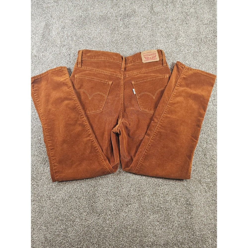 Levis 724 High Rise Straight Corduroy Pants Rust Orange Button Fly 27 79066-0003 - Picture 6 of 15